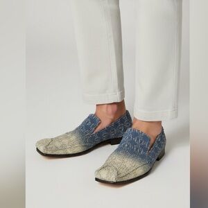 Fiesso by Aurelio Garcia Rare Denim Slip-On Loafers Frayed Square Toe Size 42